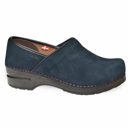 SANITA NINA Women's Suede Leather Closed Back Clog in Midnight, Size 7.5-8, PR 471106-029-39